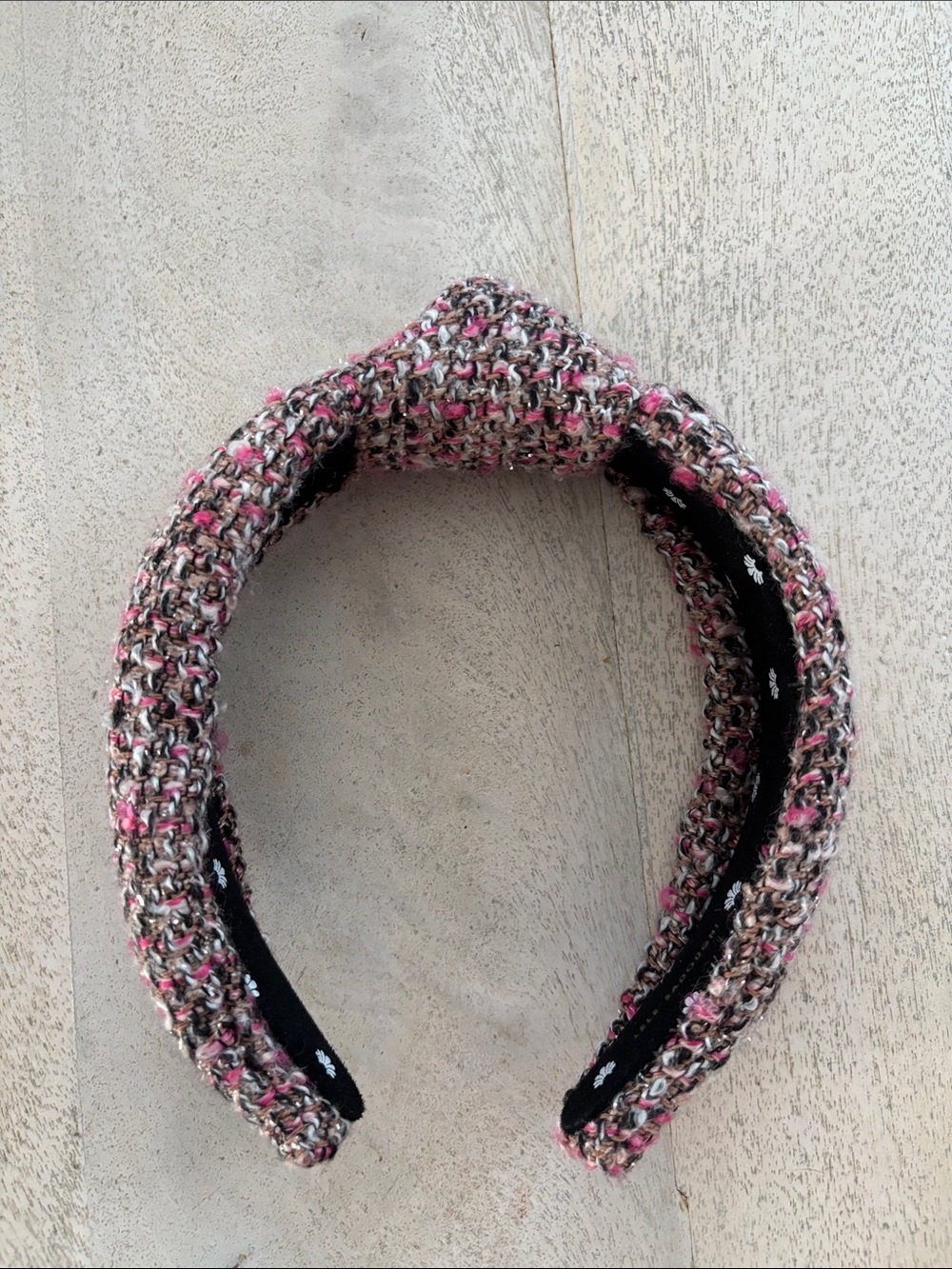Lele Sadoughi Pink Tweed Knotted Headband